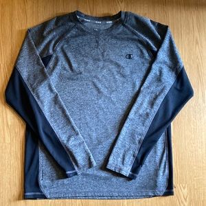 Champion PowerTrain Vapor Long Sleeve Polyester T-Shirt. Size L. Gray with Black